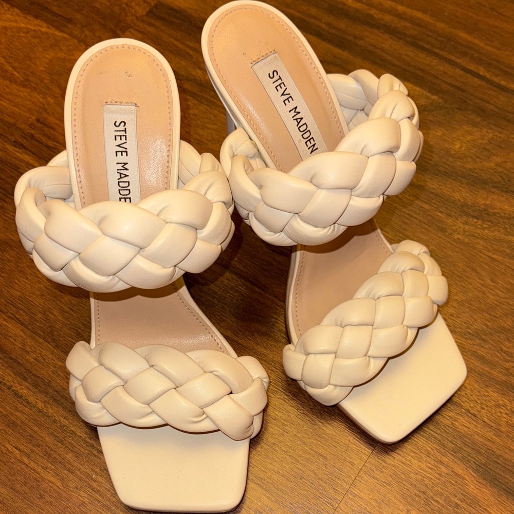 Steve Madden Cream Braided Heels